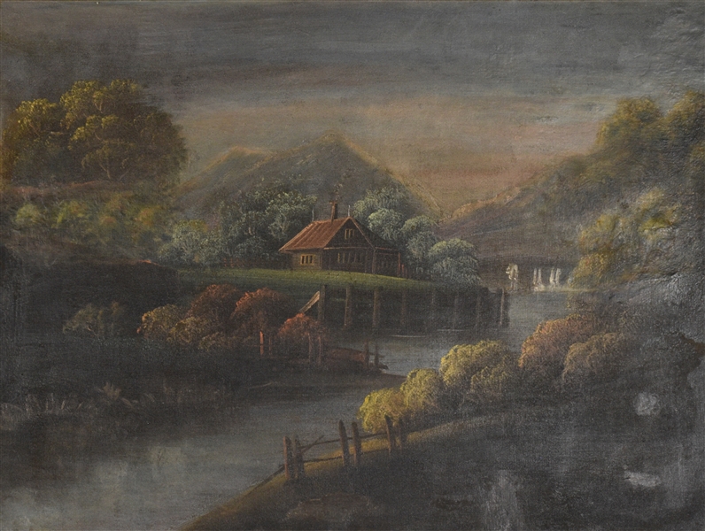 Hudson River Valley School Oil on Canvas Landscape