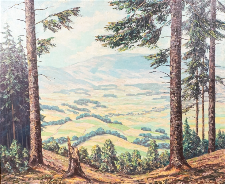 German Oil on Canvas Landscape
