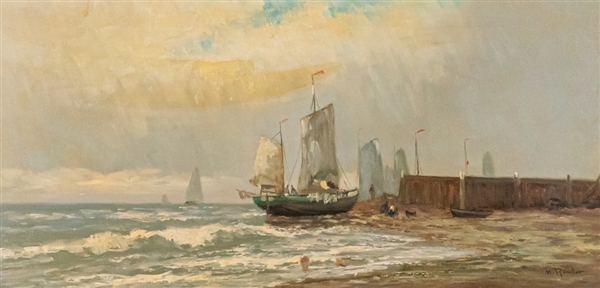 Helmut Reuter Oil on Canvas Sailing Ships
