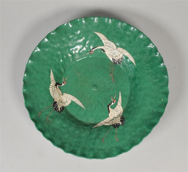 Japanese Pottery Red Crowned Crane Charger