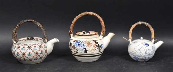 3 Japanese Porcelain Tea Pots
