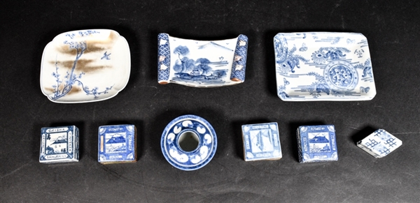 9 Pieces Japanese Blue and White Porcelain