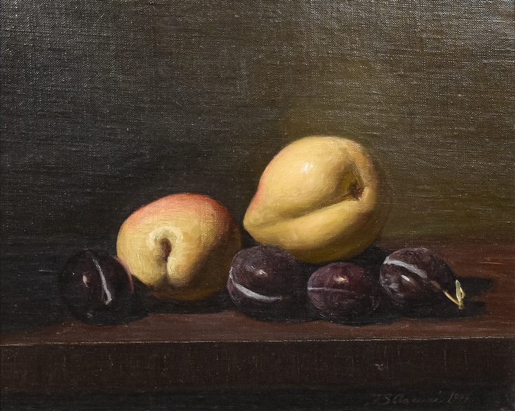 Frank Arcuri Oil on Linen "Pears and Plums"