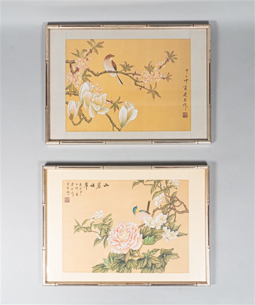 2 Chinese Bird Paintings on Silk