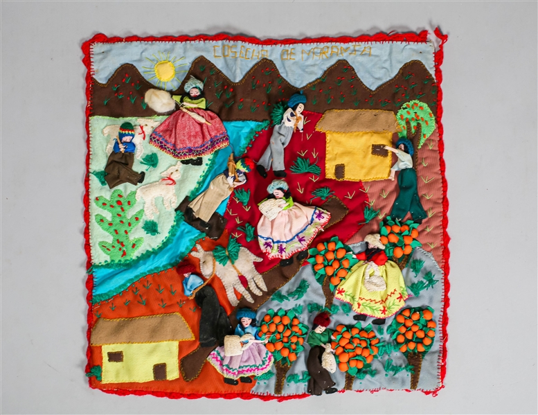 Spanish Folk Art Embroidery Panel