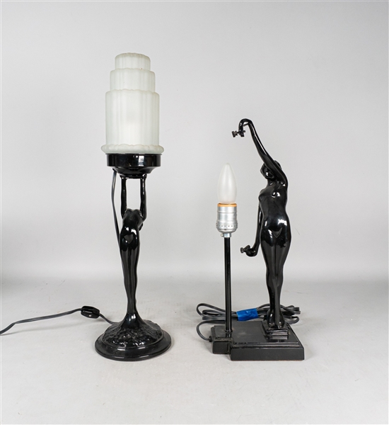 2 Sarsaparilla Art Deco Figural Table Lamps