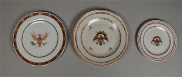 3 Chinese Export Armorial Porcelain Plates