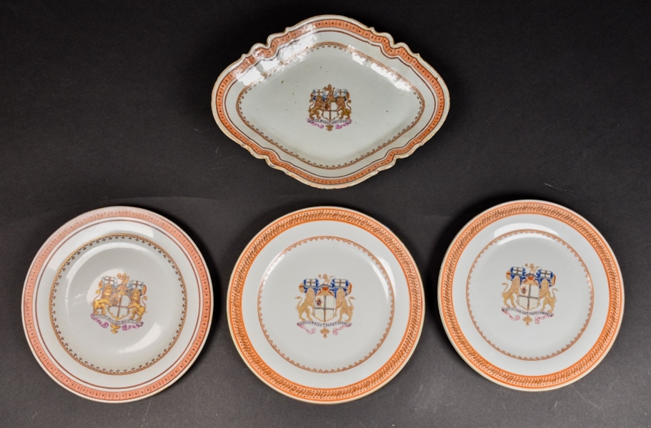 4 Pieces Chinese Export Armorial Porcelain