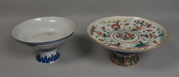 2 Chinese Porcelain Footed Dishes