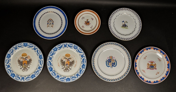 7 Chinese Export Armorial Porcelain Plates