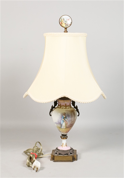 Continental Porcelain and Brass Table Lamp