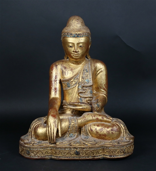 Early Gilt wood Thai Buddha Statue