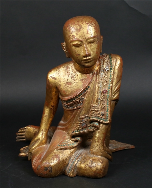 Giltwood Seated Monk Statue