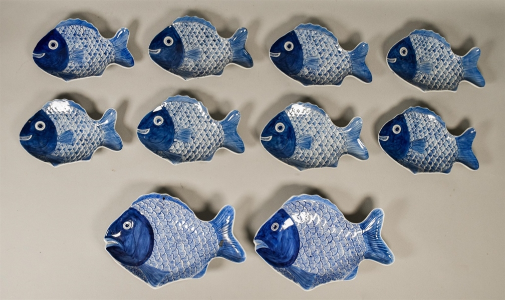 10 Porcelain Fish Shaped Plates