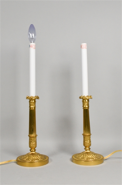 Pair of Gilt Candlestick Lamps