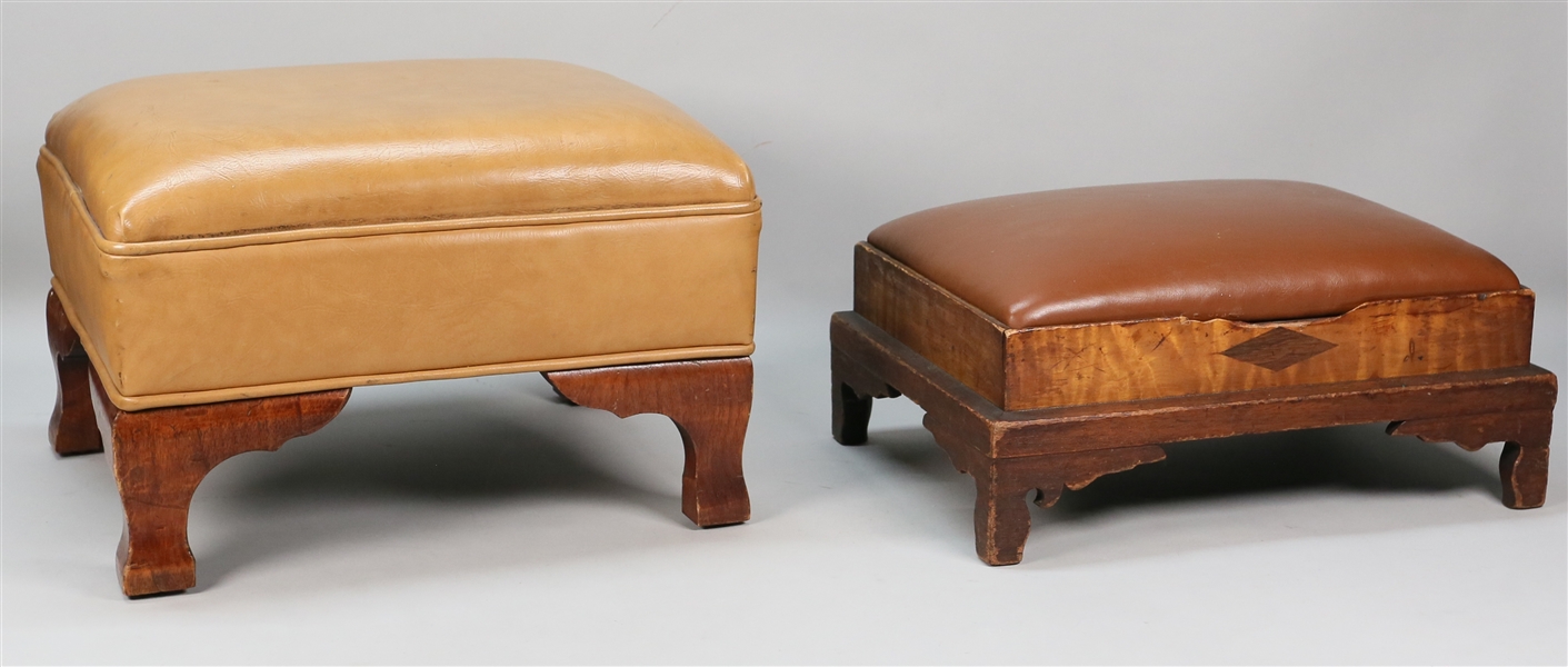 2 Leather Upholstered Foot Stools