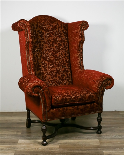 William and Mary Style Wing Chair by Lee Jofa