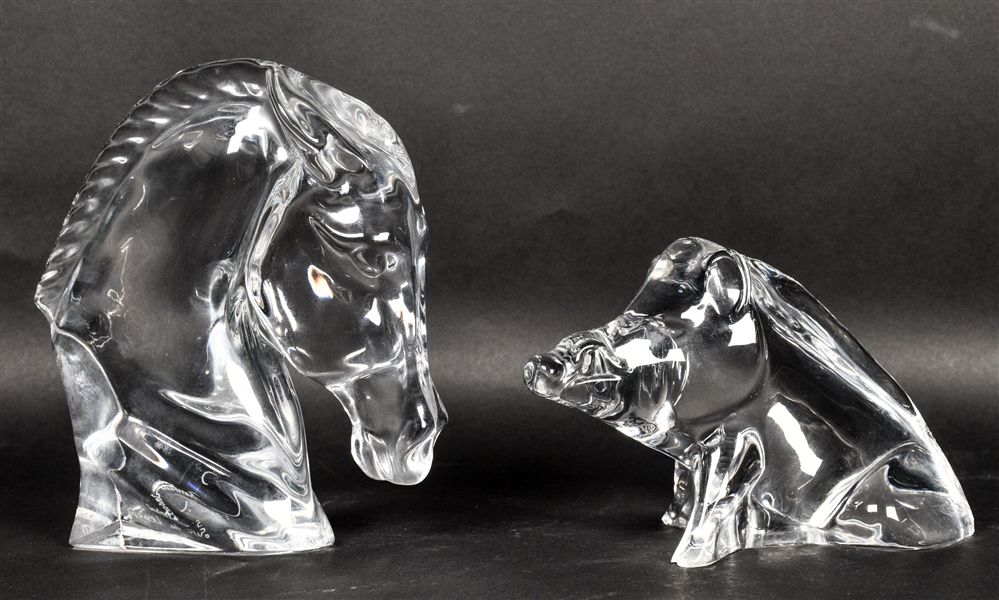 2 Baccarat Crystal Figurines Tauni De Lesseps