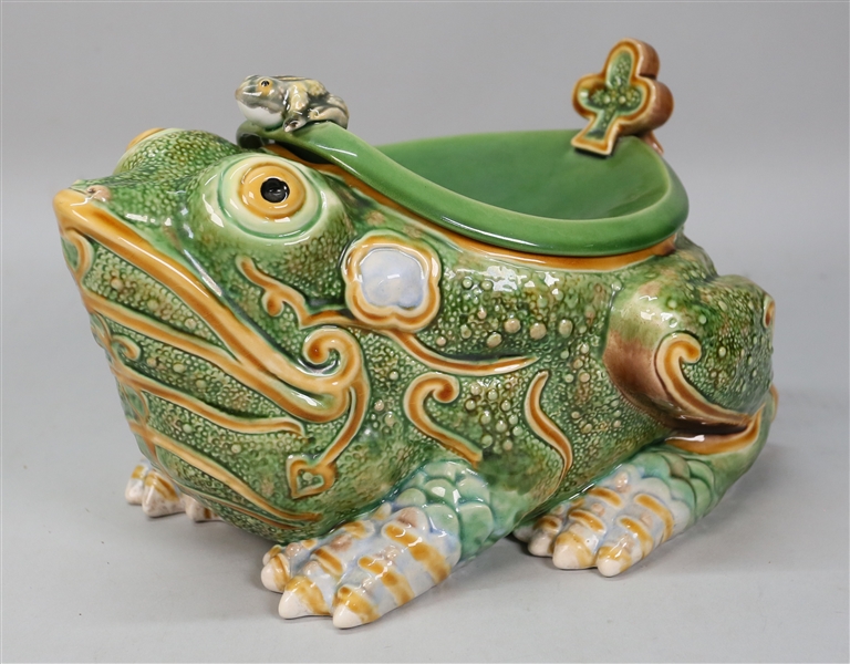 Bordallo Pinheiro Ceramic Frog Spittoon
