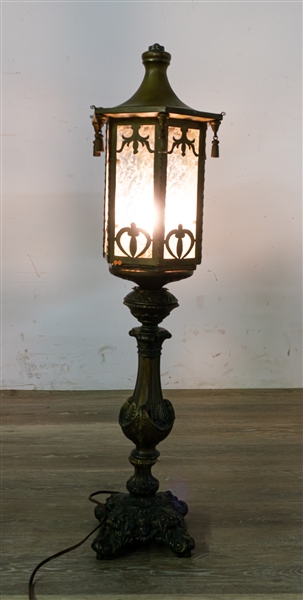 Brass & Glass Lantern Table Lamp